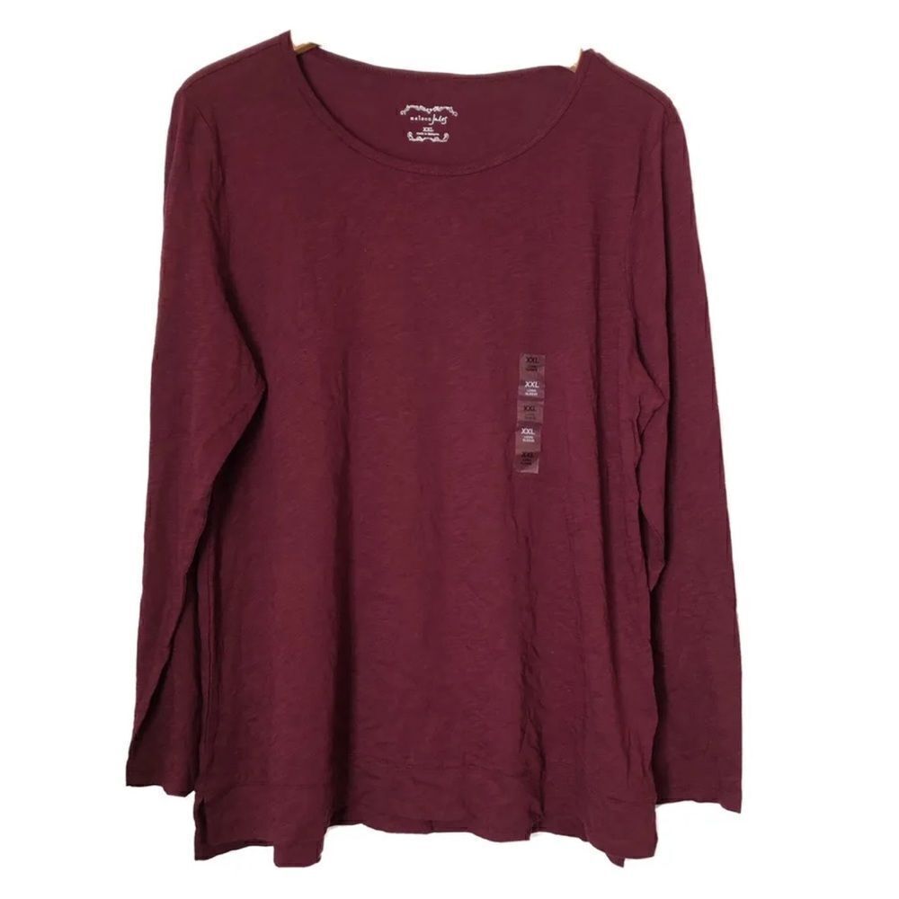 Maison Jules Top Tee Long Sleeve Size XXL Burgundy New
